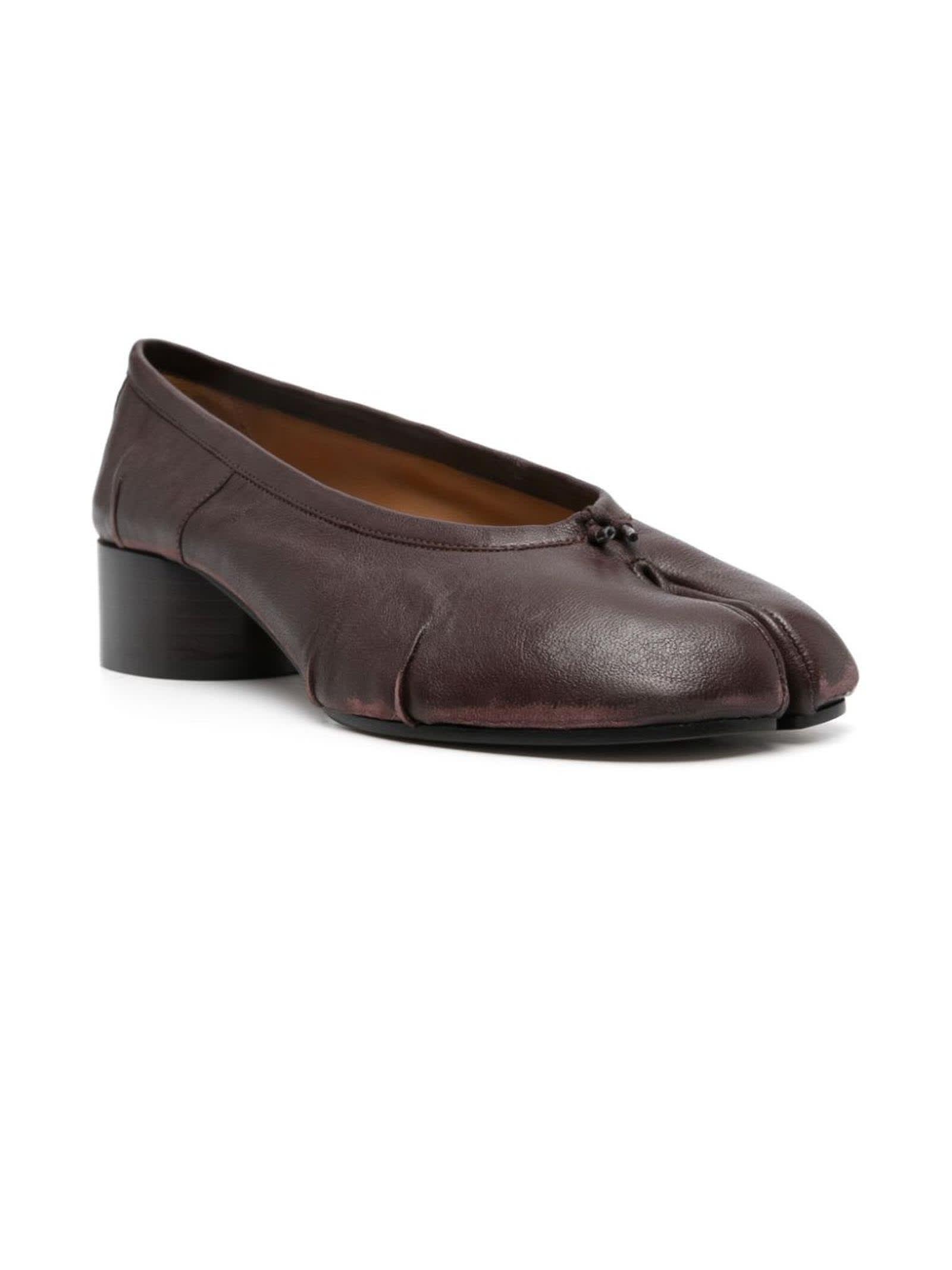 Shop Maison Margiela Tabi New Ballerina Shoes In Bordeaux