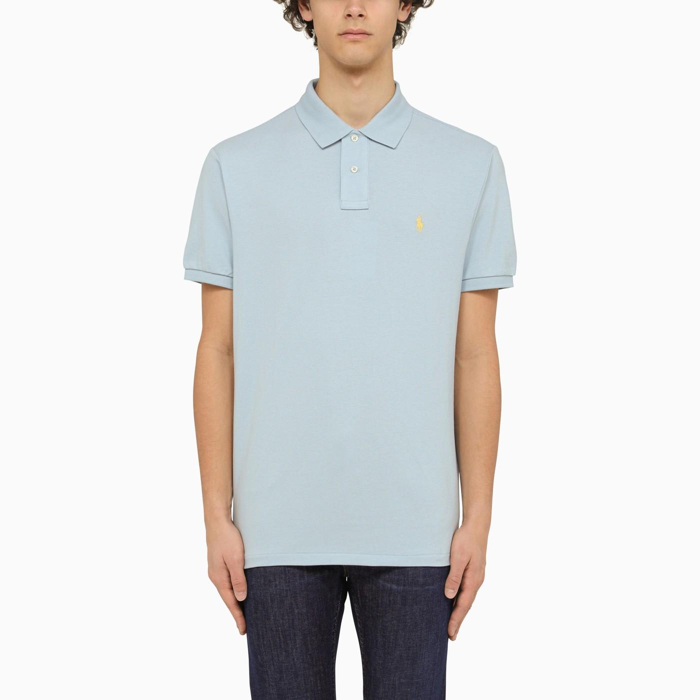 Shop Ralph Lauren Alpine Blue Piqu\u00e9 Polo Shirt With Logo