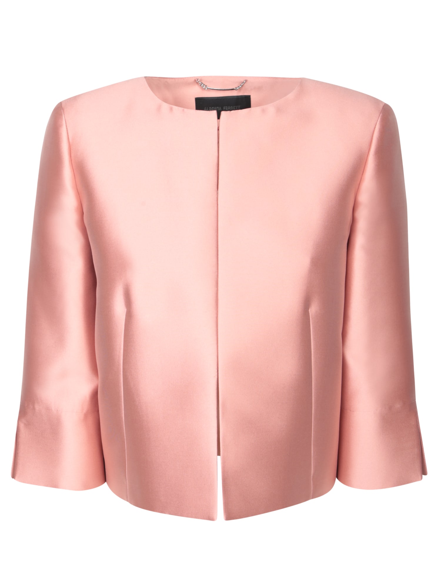 Shop Alberta Ferretti Powder Pink Mikado Cropped Jacket