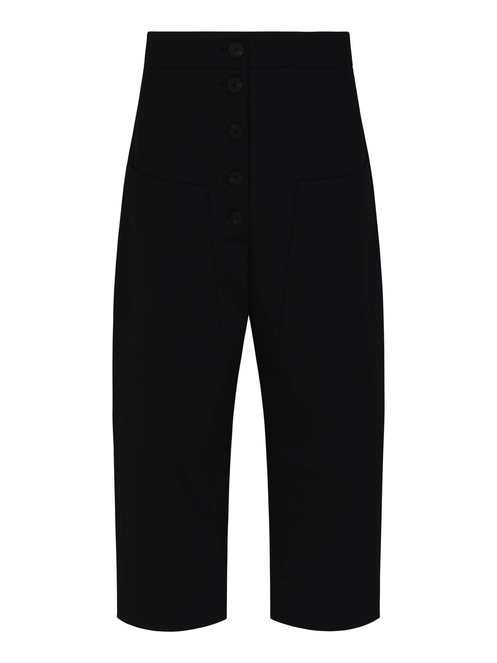 Shop Studio Nicholson High Waist Buttoned Trousers In Black