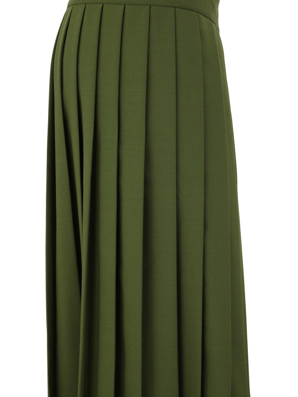 Shop Golden Goose Front Slit Pleated Skirt In Green