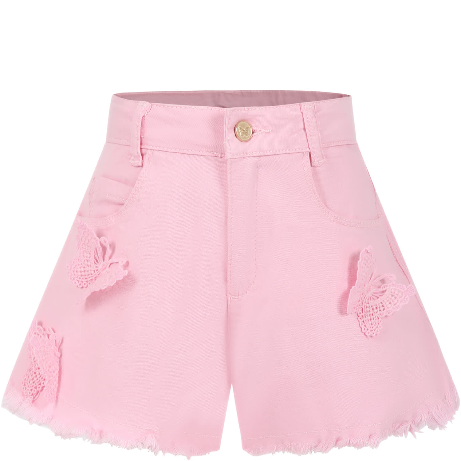 Blumarine Kids' Pink Shorts For Girl With Embroidered Logo