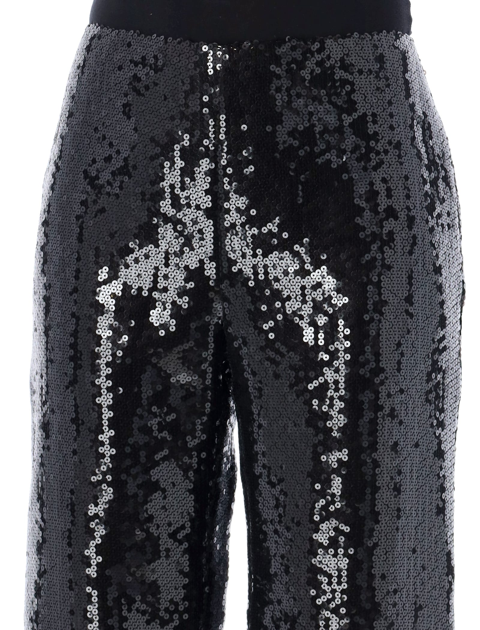 Shop Alberta Ferretti Flared Sequins Pants In Black