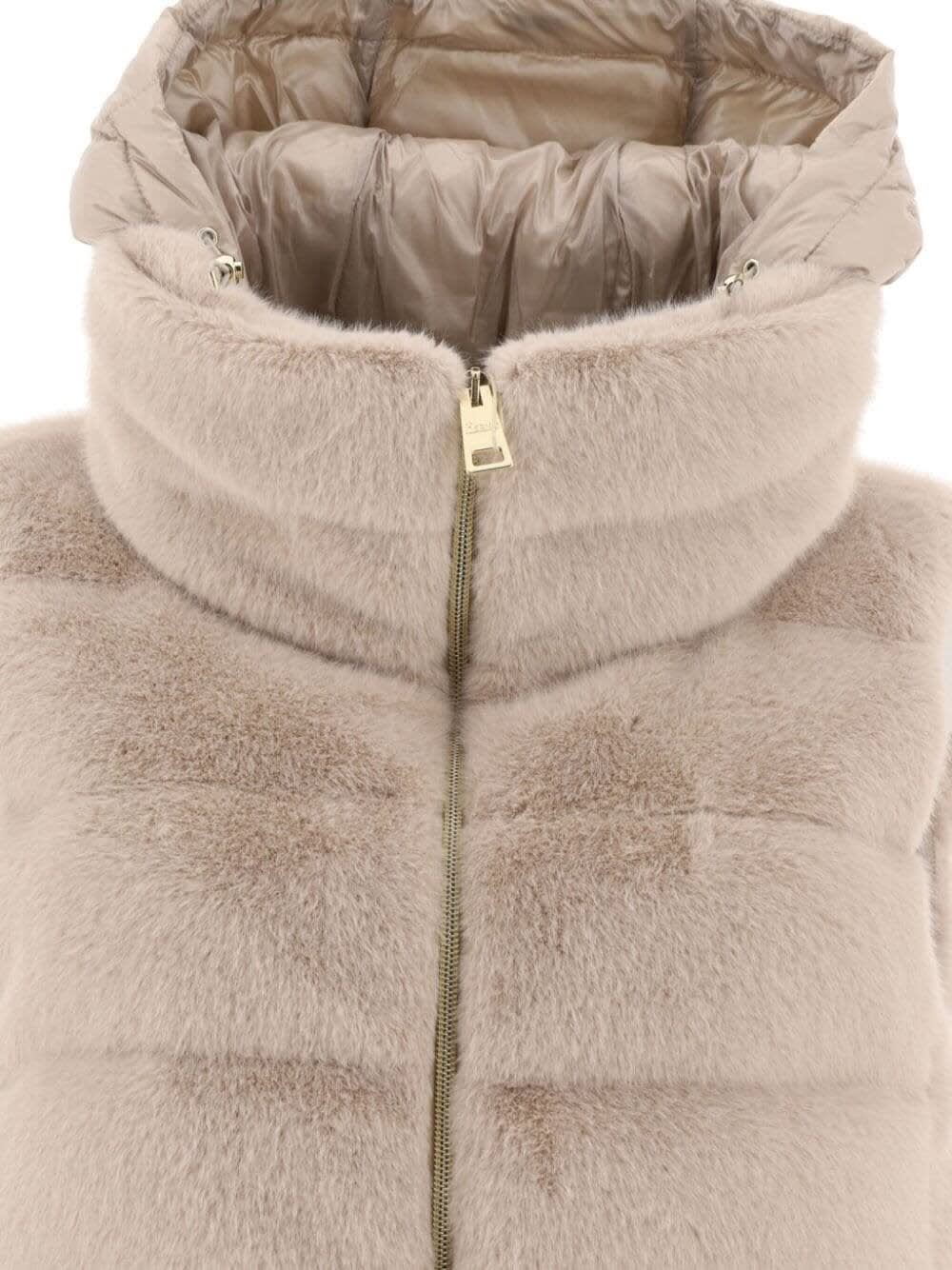 Shop Herno Piumino Smanic. In Faux Fur In Crema