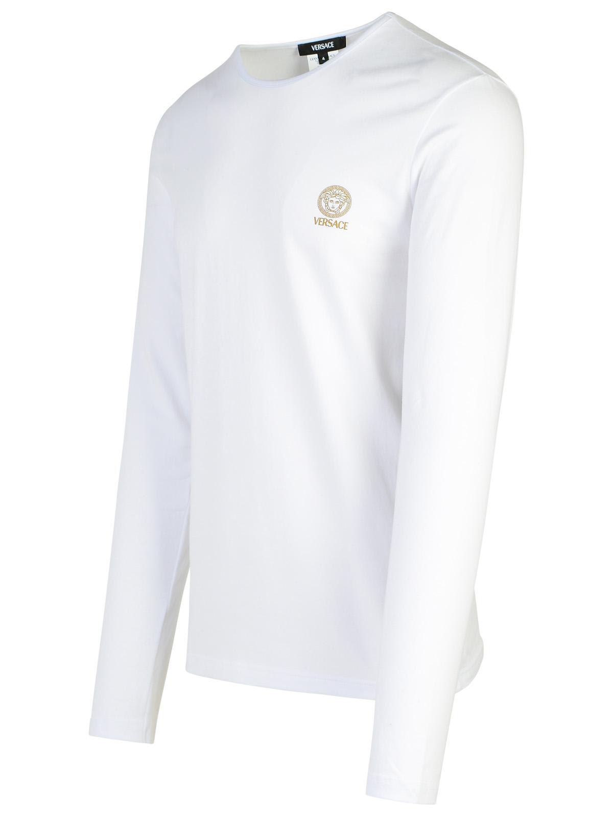 Shop Versace 2 White Cotton T-shirts Set In Bianco