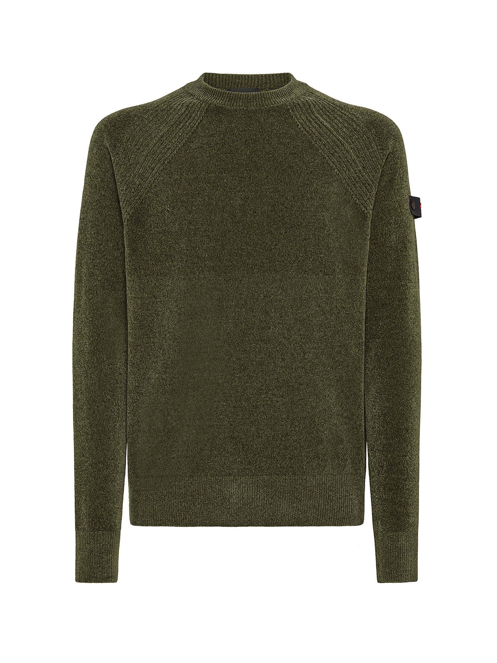 Shop Peuterey Green Crewneck Sweater With Side Logo In Militare