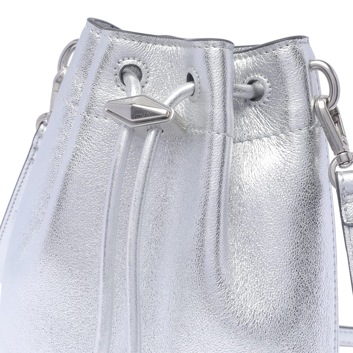 Shop Jimmy Choo Bon Bon N/s Bucket Bag In Silver