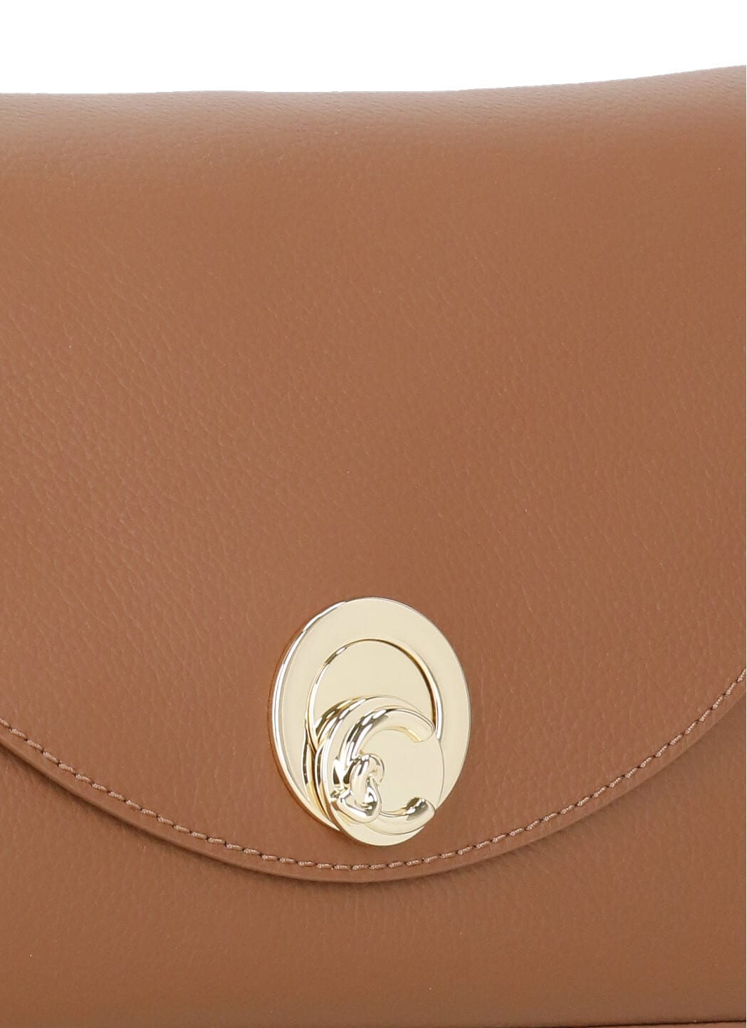 Coccinelle Curved Top Handbag With Circular Detail And Detachable Shoulder Strap In Brown