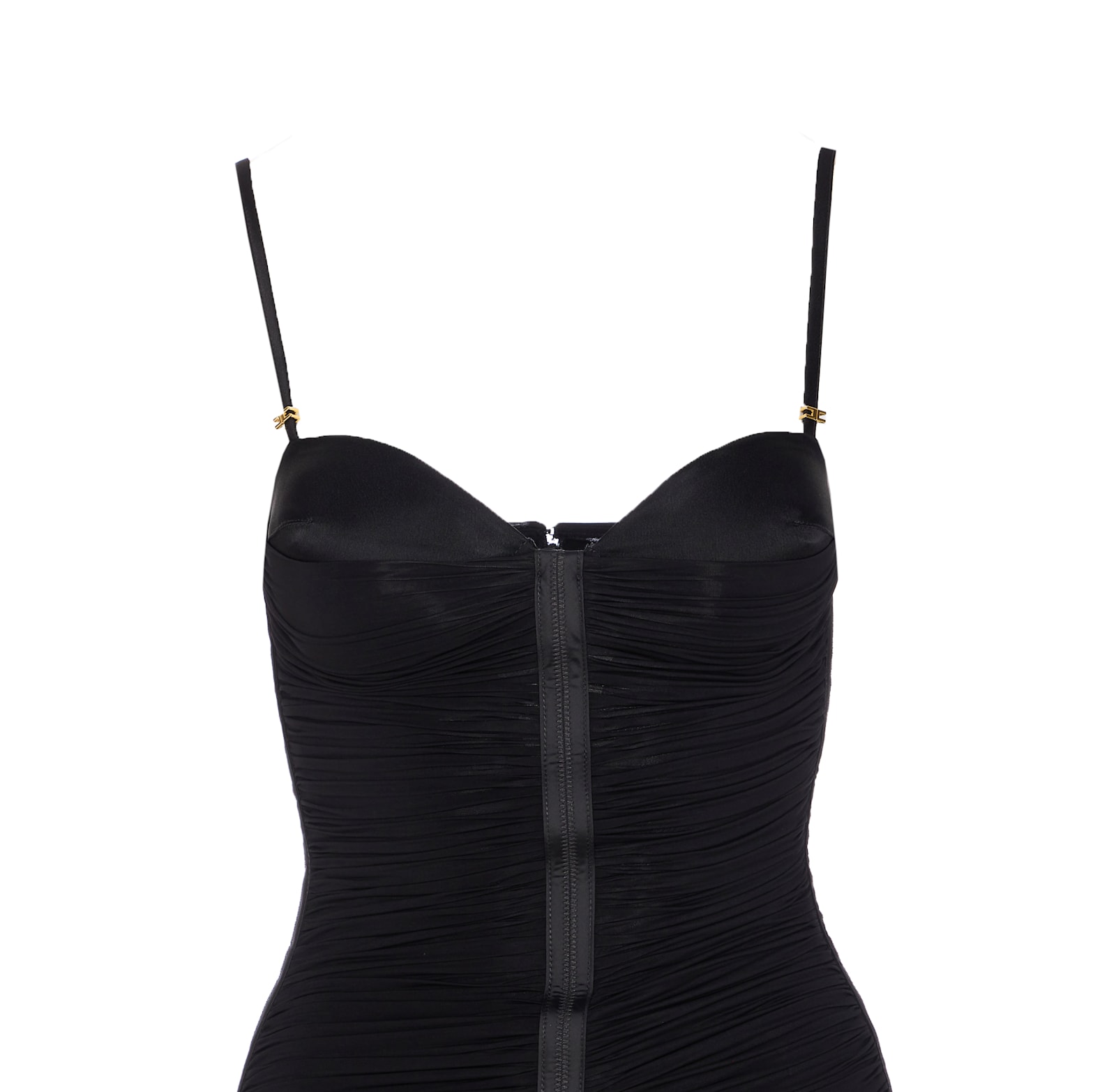 Elisabetta Franchi Fitted Evening Dress With Ruched Detailing In Black
