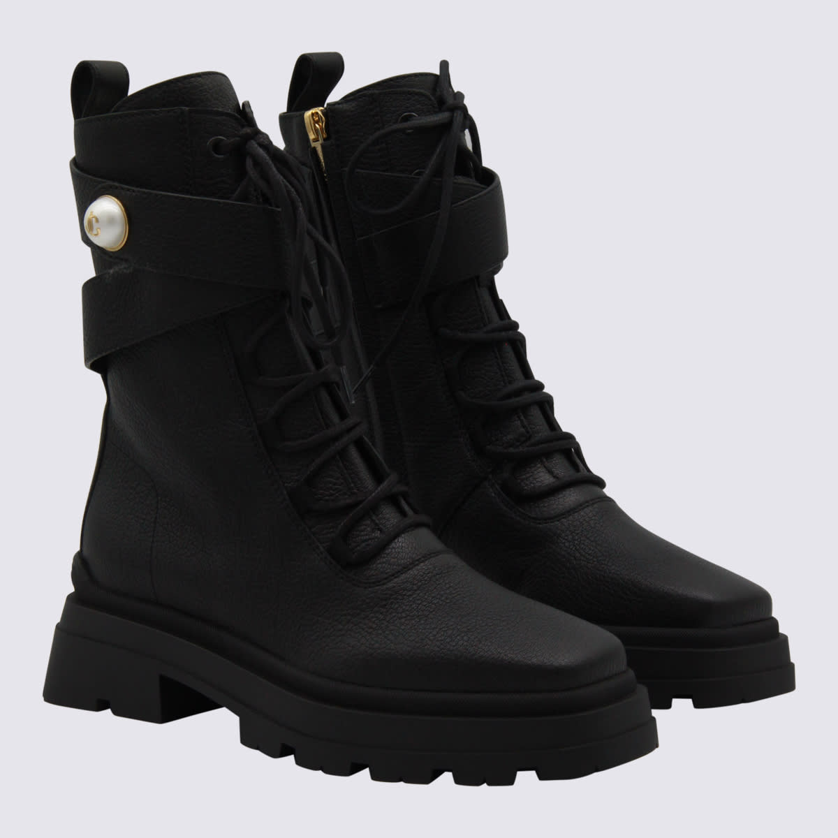 Jimmy Choo Chunky Sole Ankle Boots With Strap Detail In Black