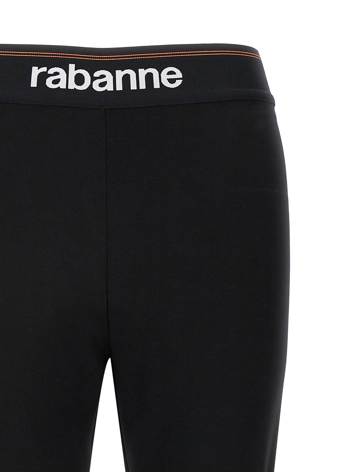 Shop Rabanne Logo Waistband Stretch Leggings In Black