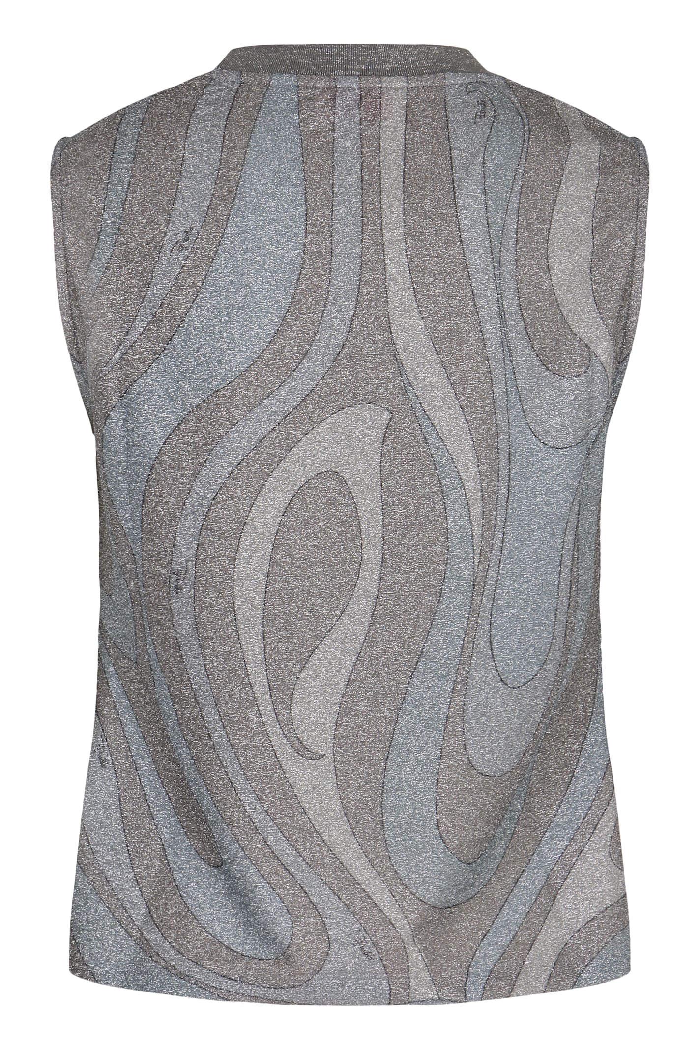 Pucci Top In Jersey Lamé In Gray