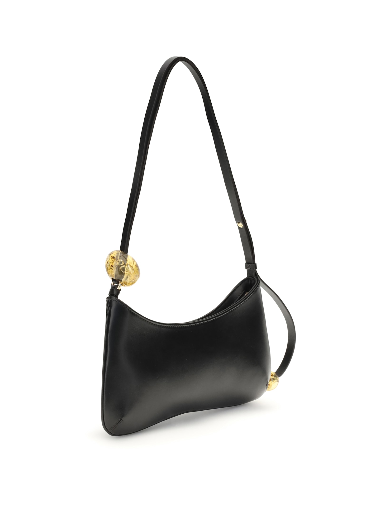 Jacquemus Bisou Perle Large Shoulder Bag In Black