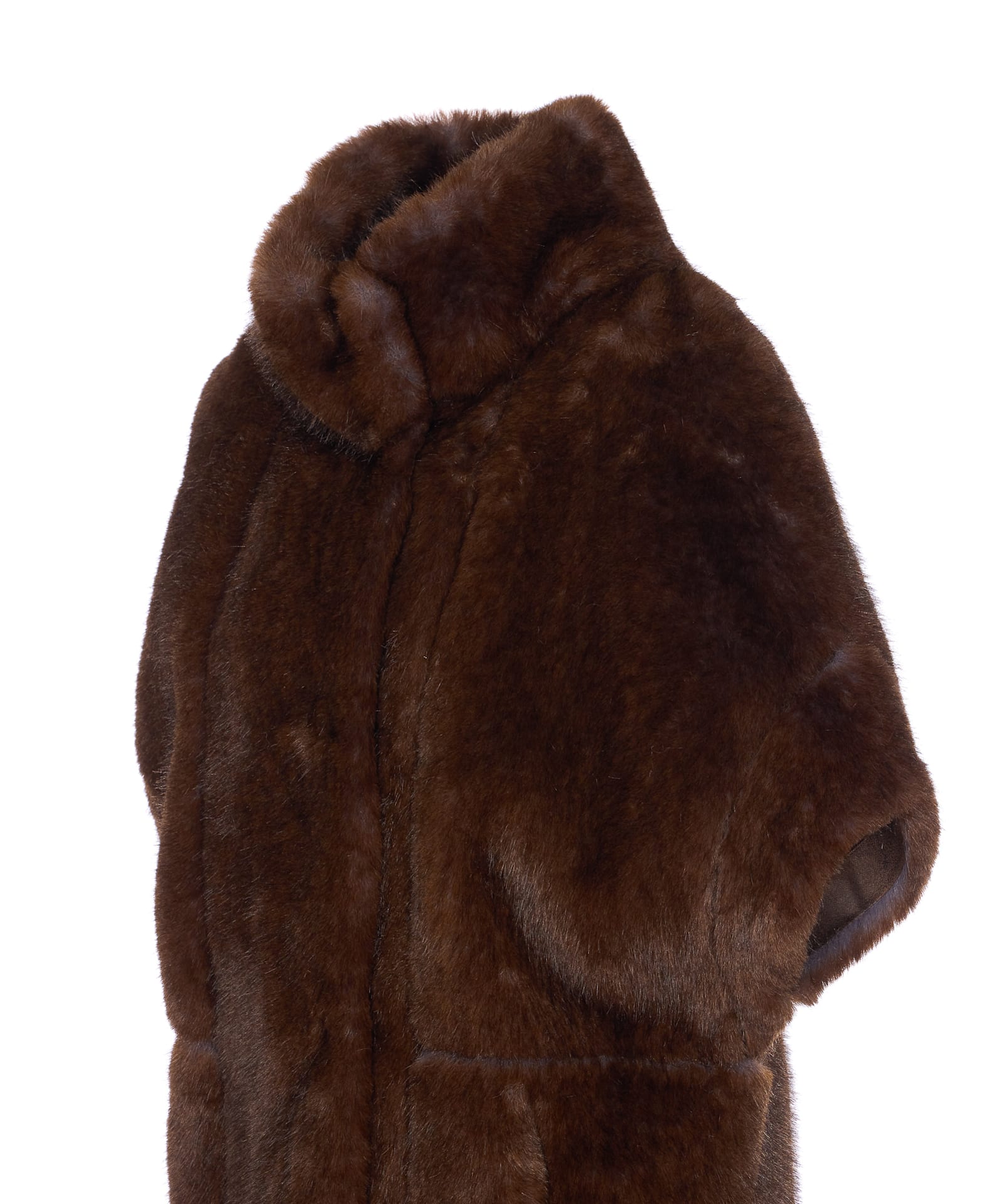 Valentini 1972 Semi-sleeveless Jacket In Faux Mink Fur. In Brown