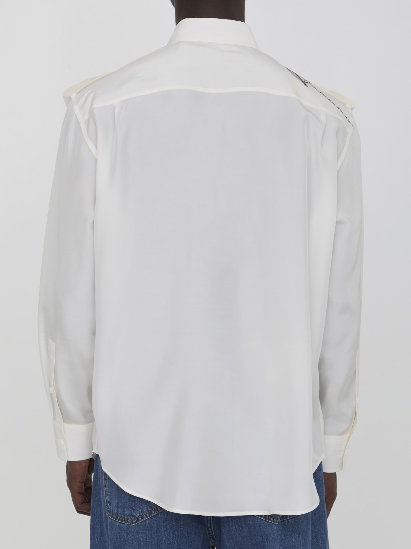 Shop Burberry Shirt With Knight Motif In White