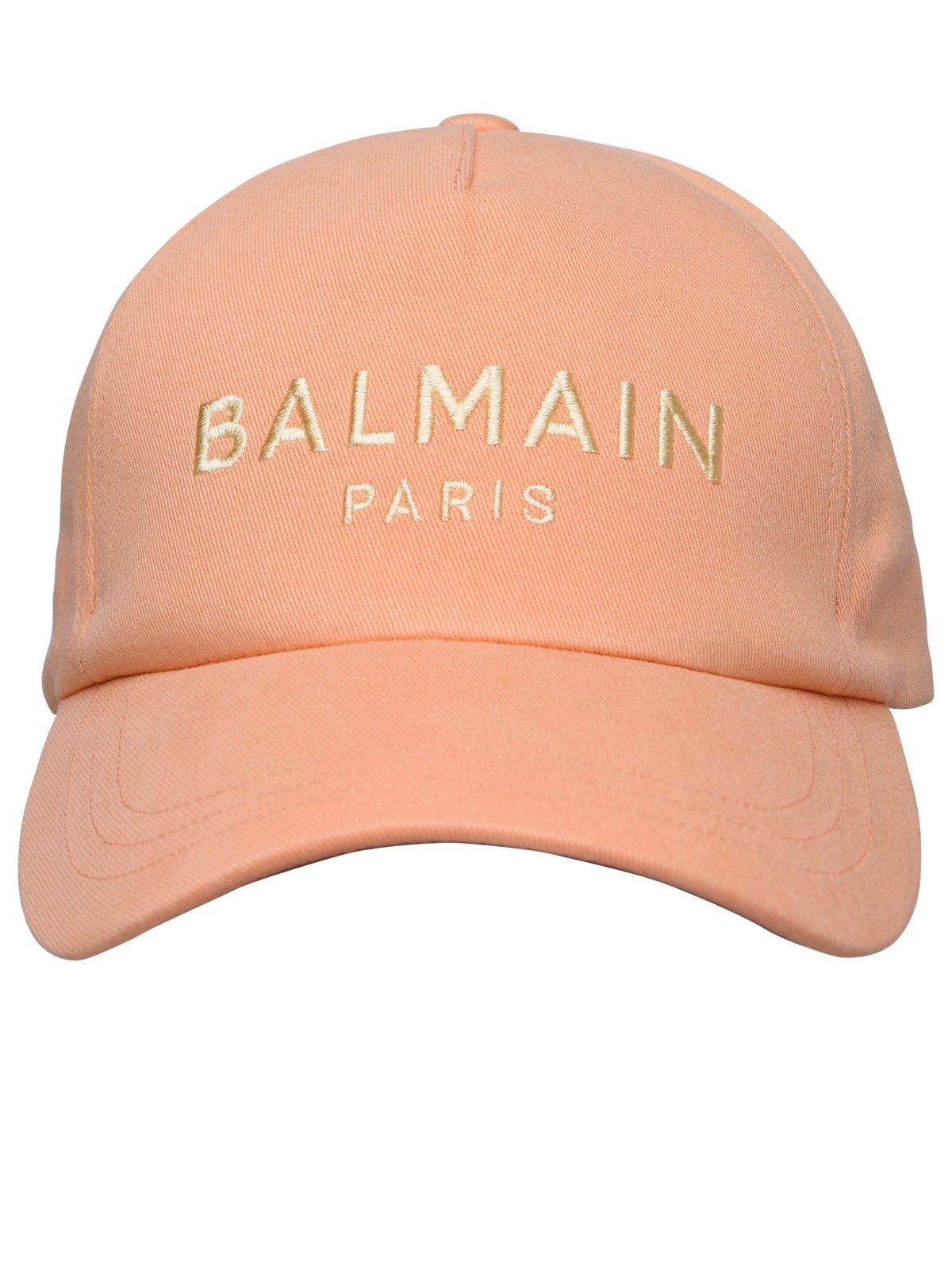 Shop Balmain Logo Embroidered Baseball Cap In Arancio