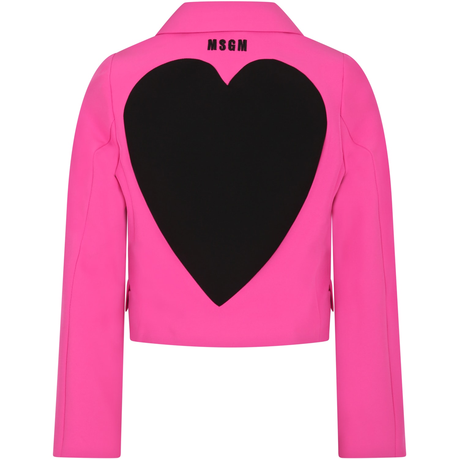Shop Msgm Fuchsia Jacket For Girl With Heart And Logo