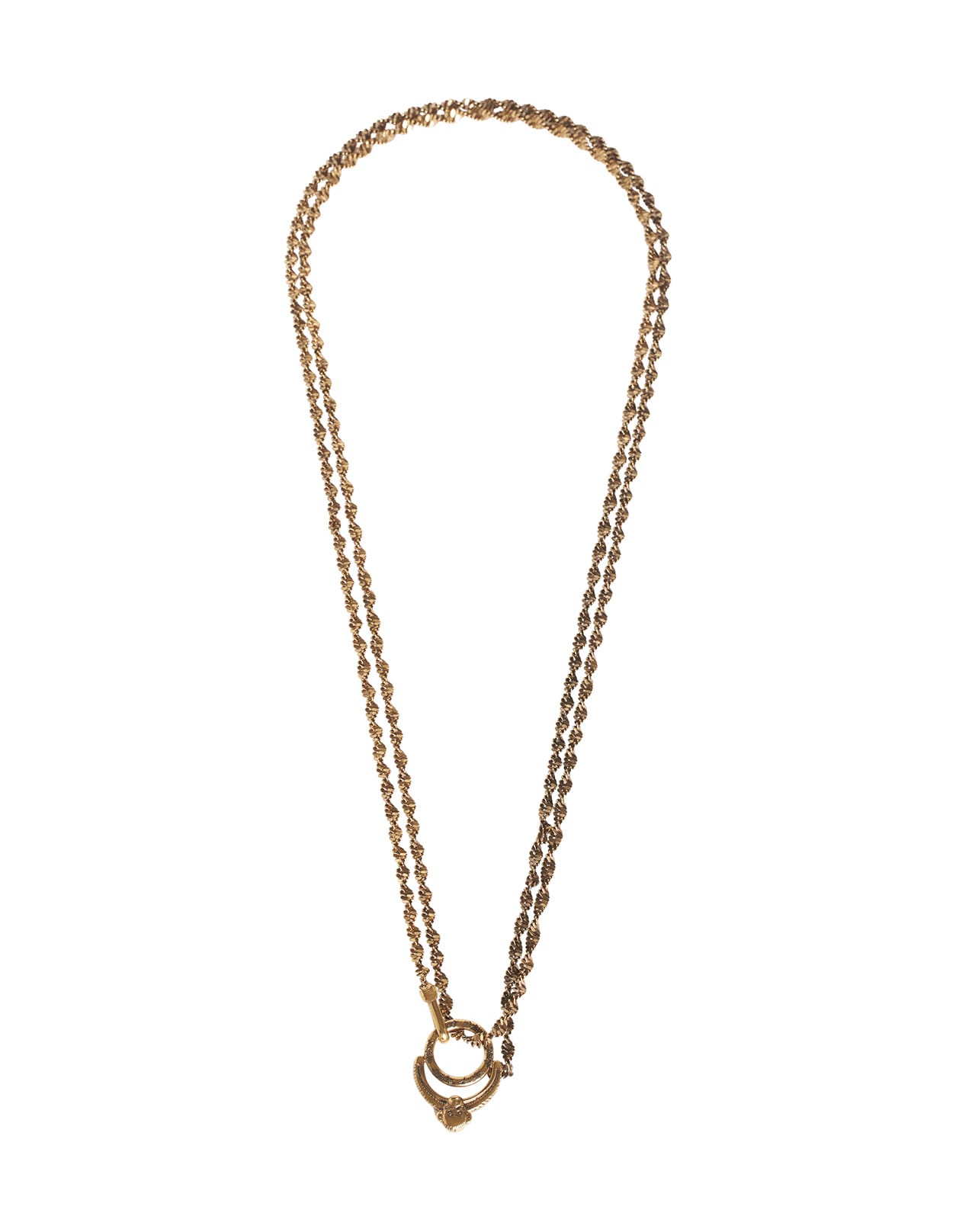 Shop Etro Long Necklace With Monkey In Golden