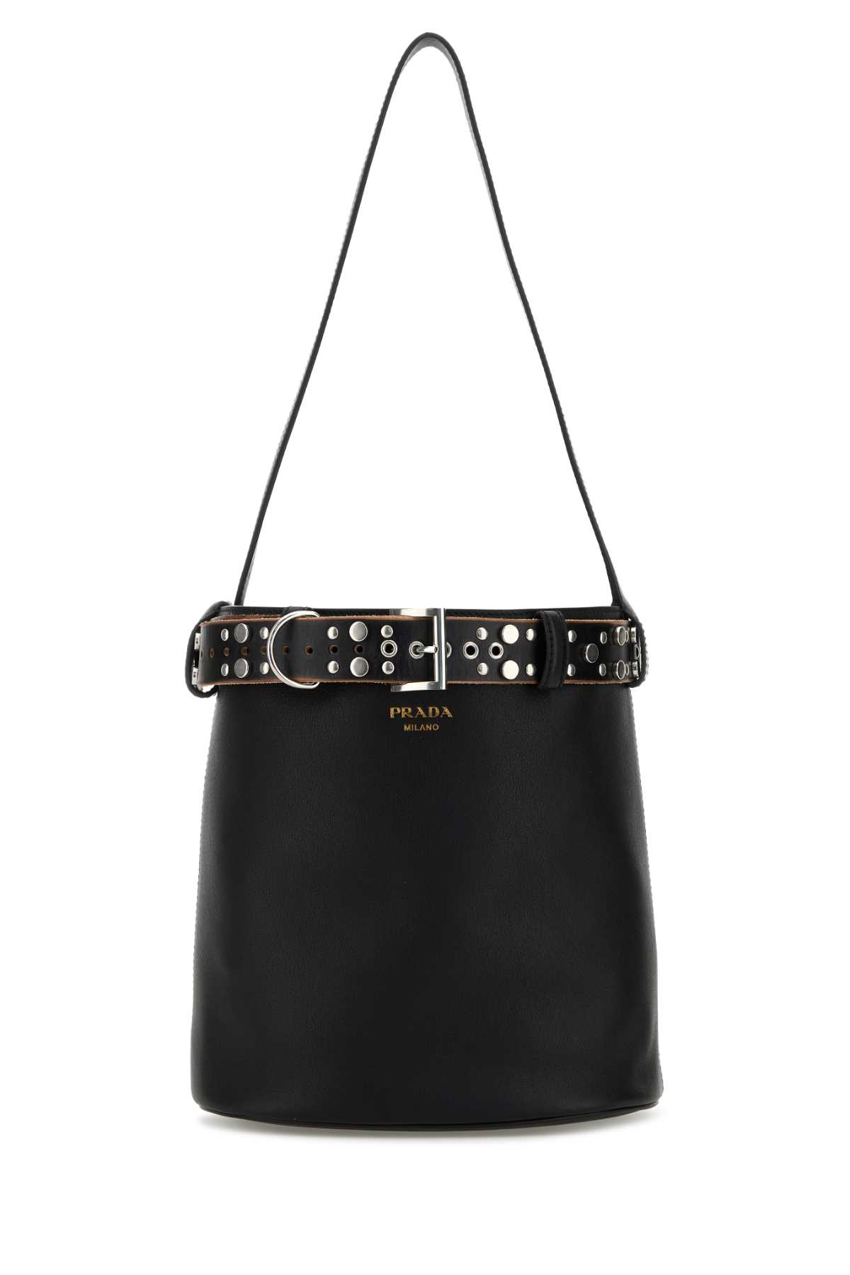 Prada Black Leather  Buckle Buckle Bag