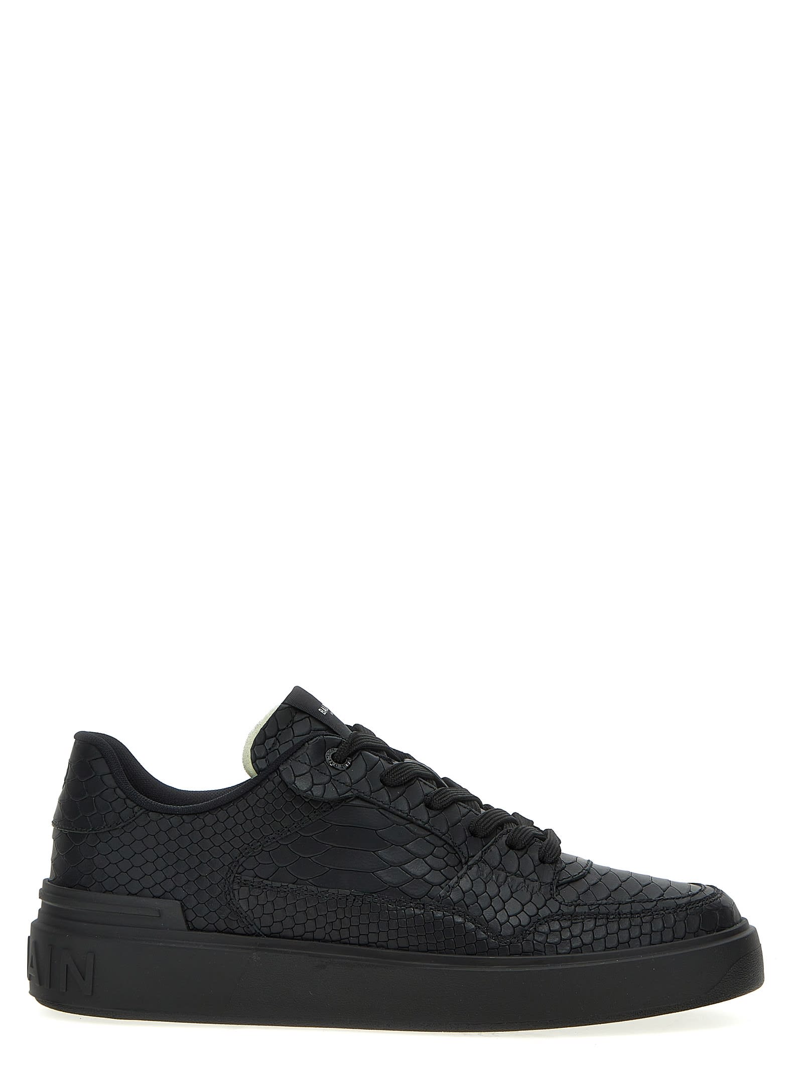 Balmain B-court Leather And Leather Sneakers