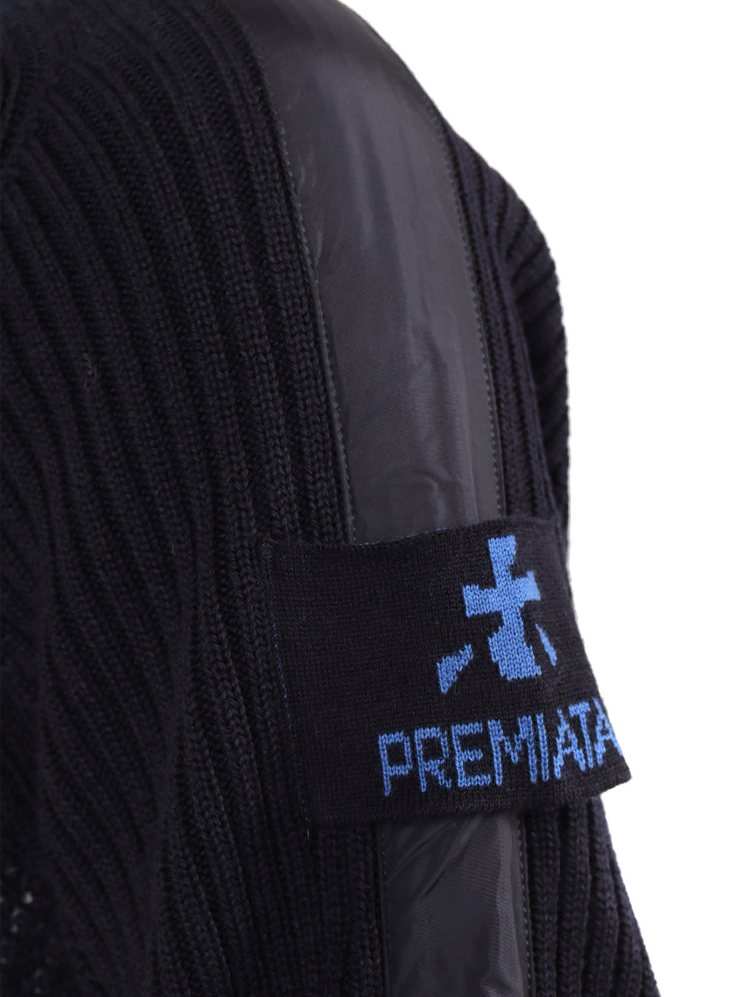 Premiata Finely Ribbed Crew Neck Sweater In Virgin Wool In Blue