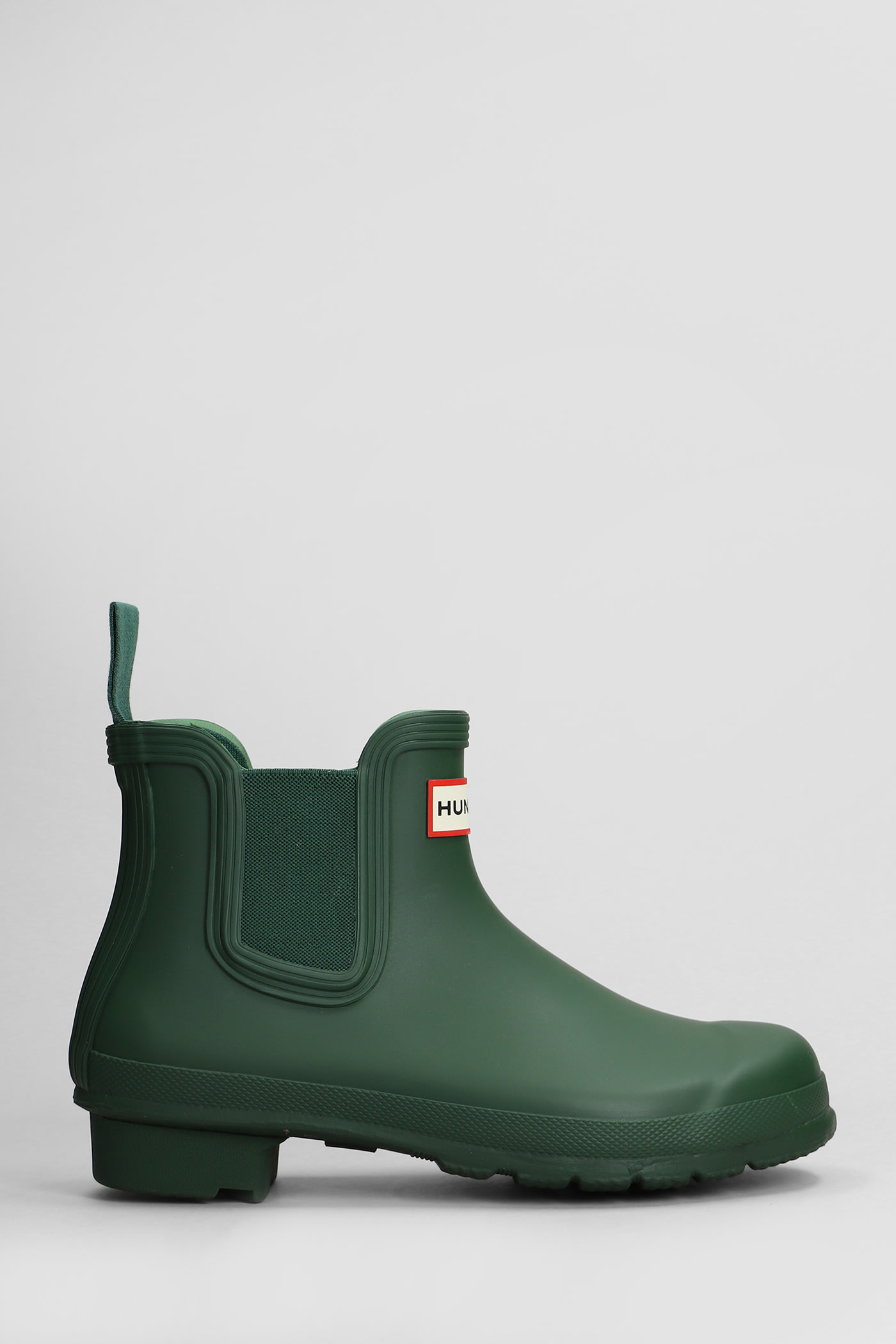 Original Chelsea Low Heels Ankle Boots In Green Rubber/plasic