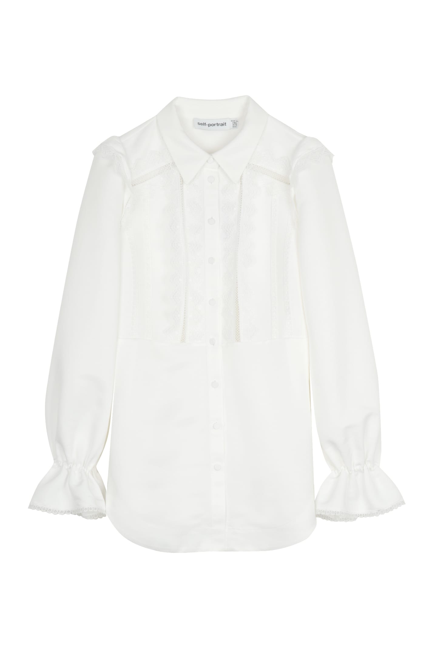 Self-portrait Lace Trim Shirt In White