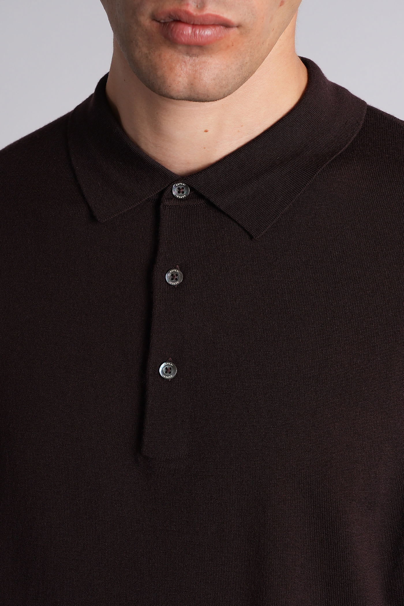 Aspesi M197 Polo In Brown Wool In Brown