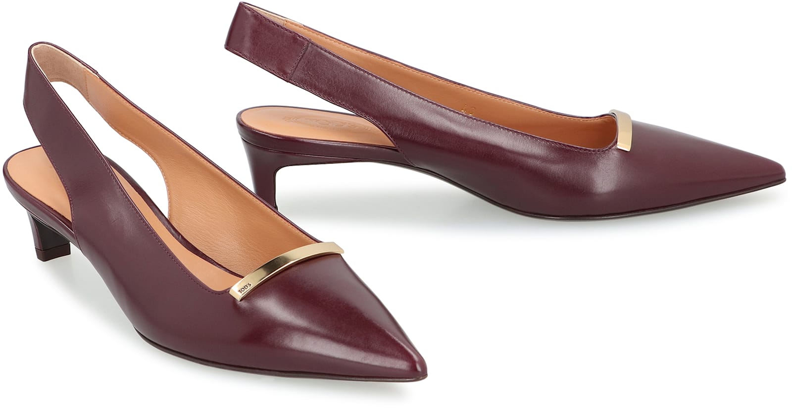 Tod's Pointed Toe Kitten Heel Slingback Pump In Brown
