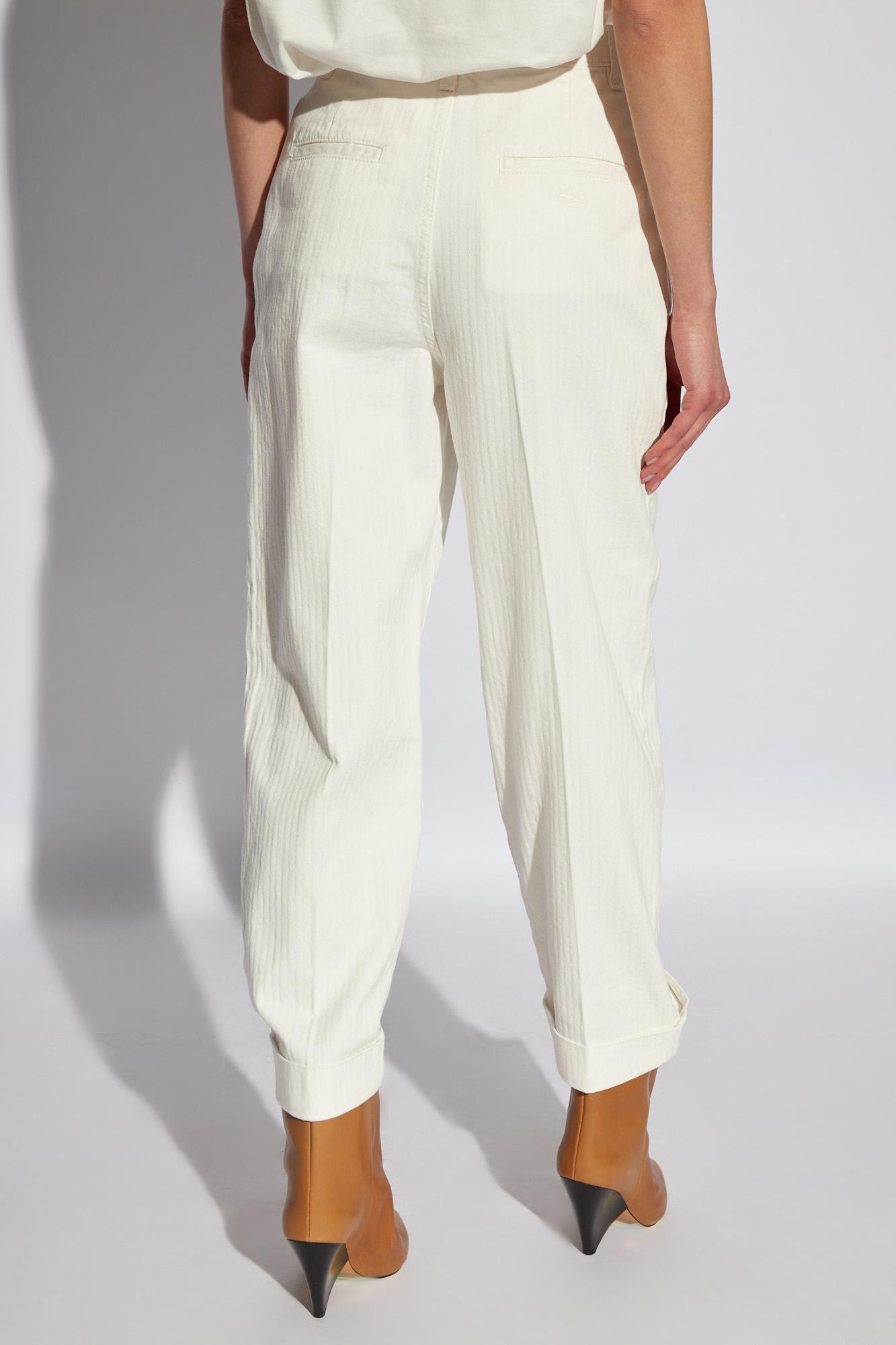 Shop Etro Chino Trousers In Bianco