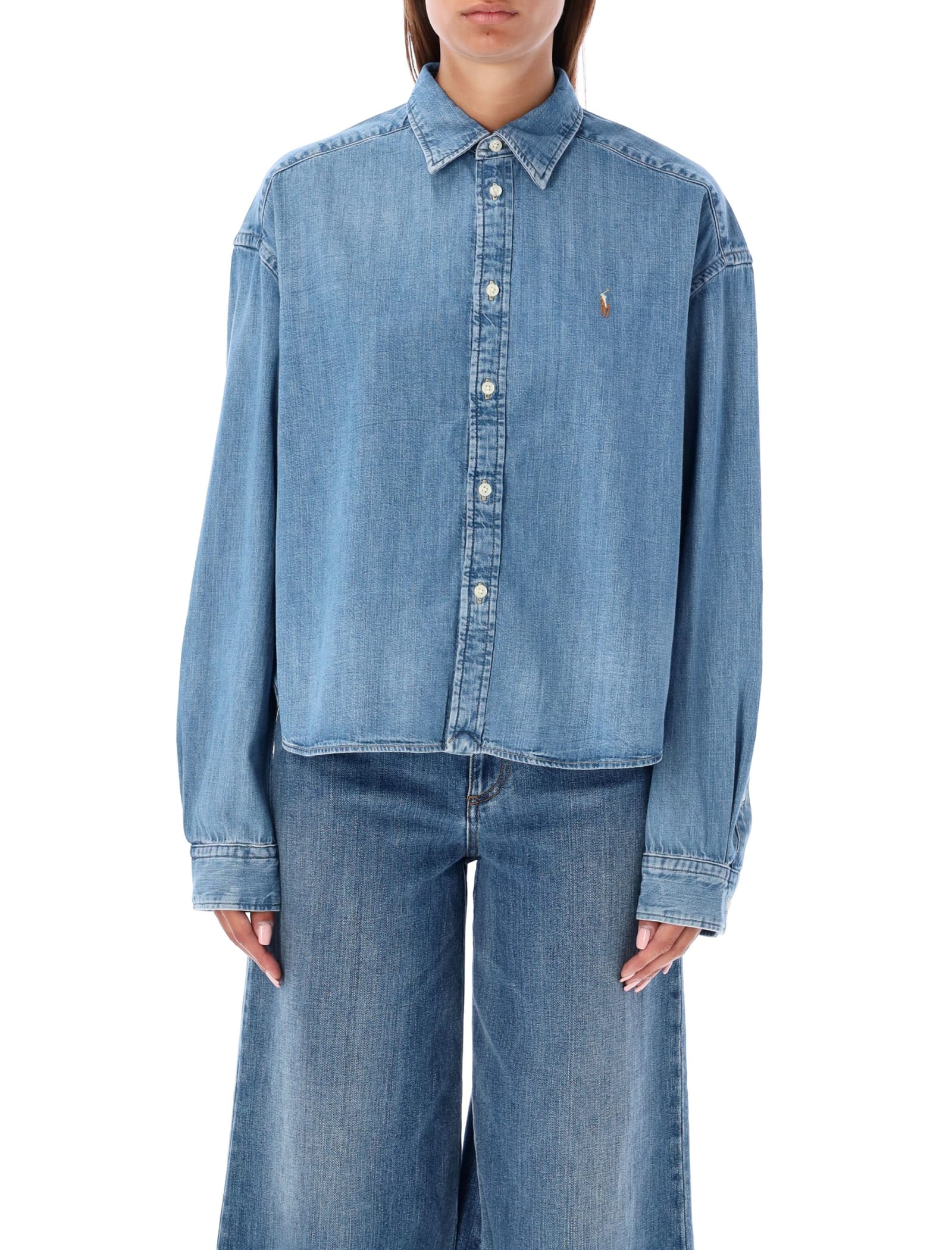 Shop Ralph Lauren Chambray Shirt In Zaia Wash