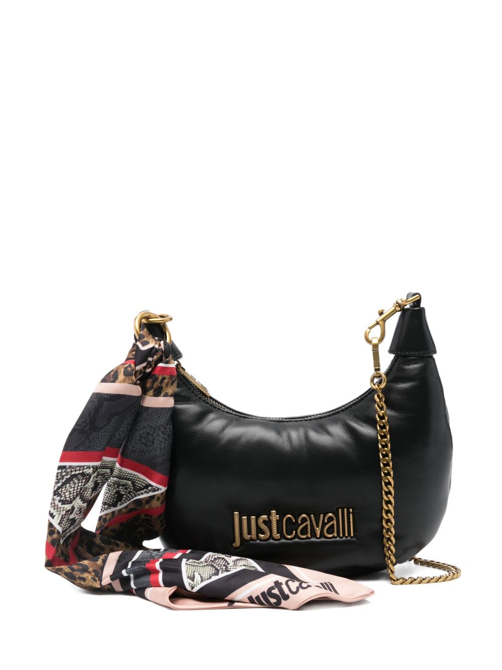 Just Cavalli Logo-plaque Chain Shoulder Bag In Black