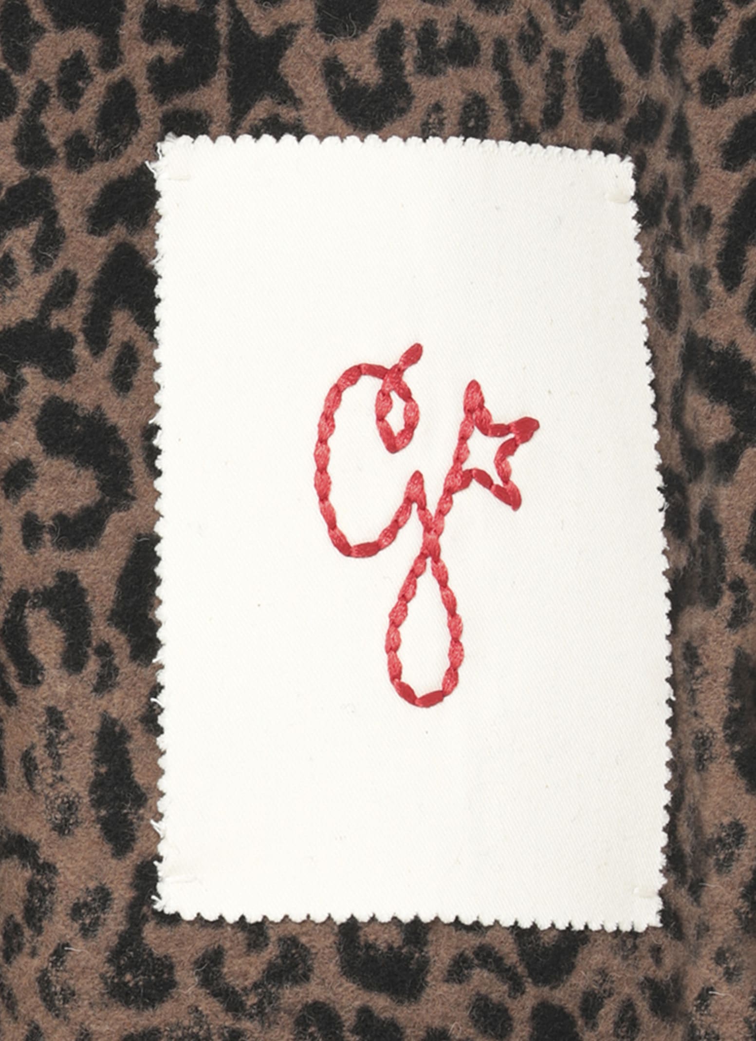 Golden Goose Single-breasted Cocoon Coat With Jacquard Motif In Brown