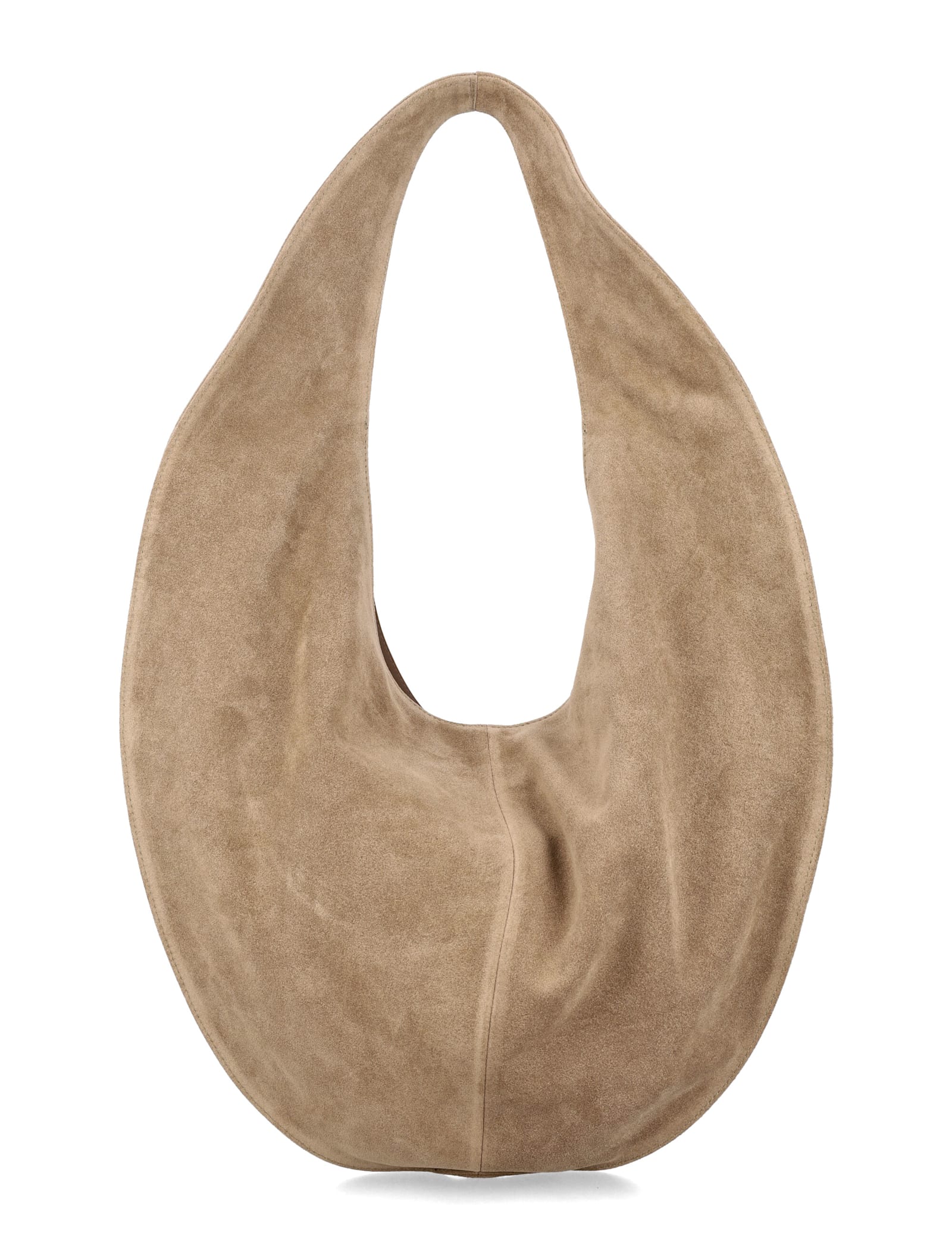 Maeden Market Tote Suede Leather Beige In Blue