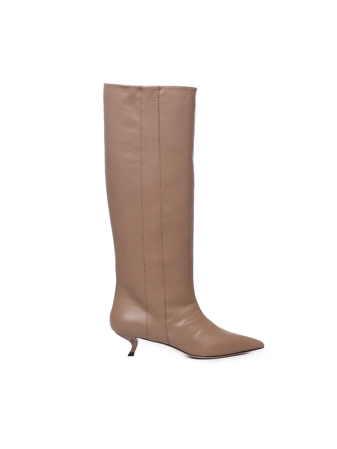 Alchimia Low Heel Leather Boots In Nude