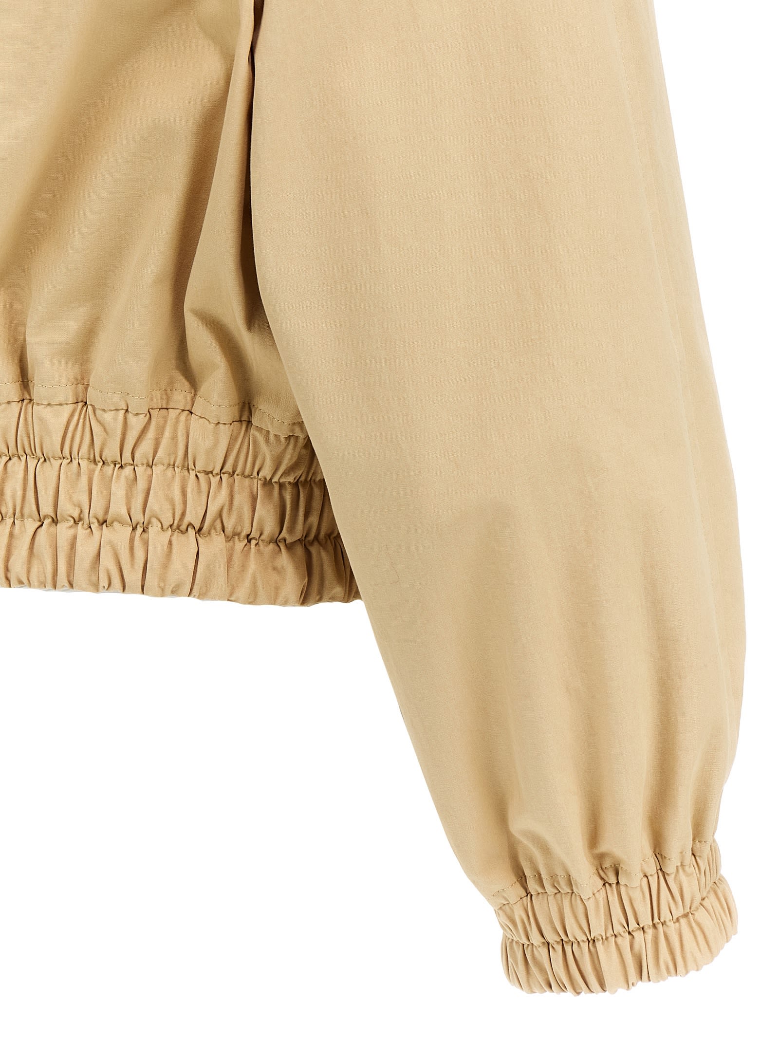 Dries Van Noten Cropped Ruffled Cotton-canvas Jacket In Beige