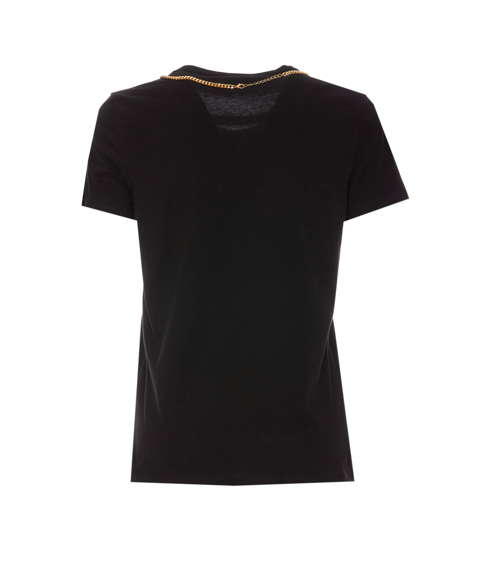 Shop Elisabetta Franchi Jersey T-shirt With Necklace In Black