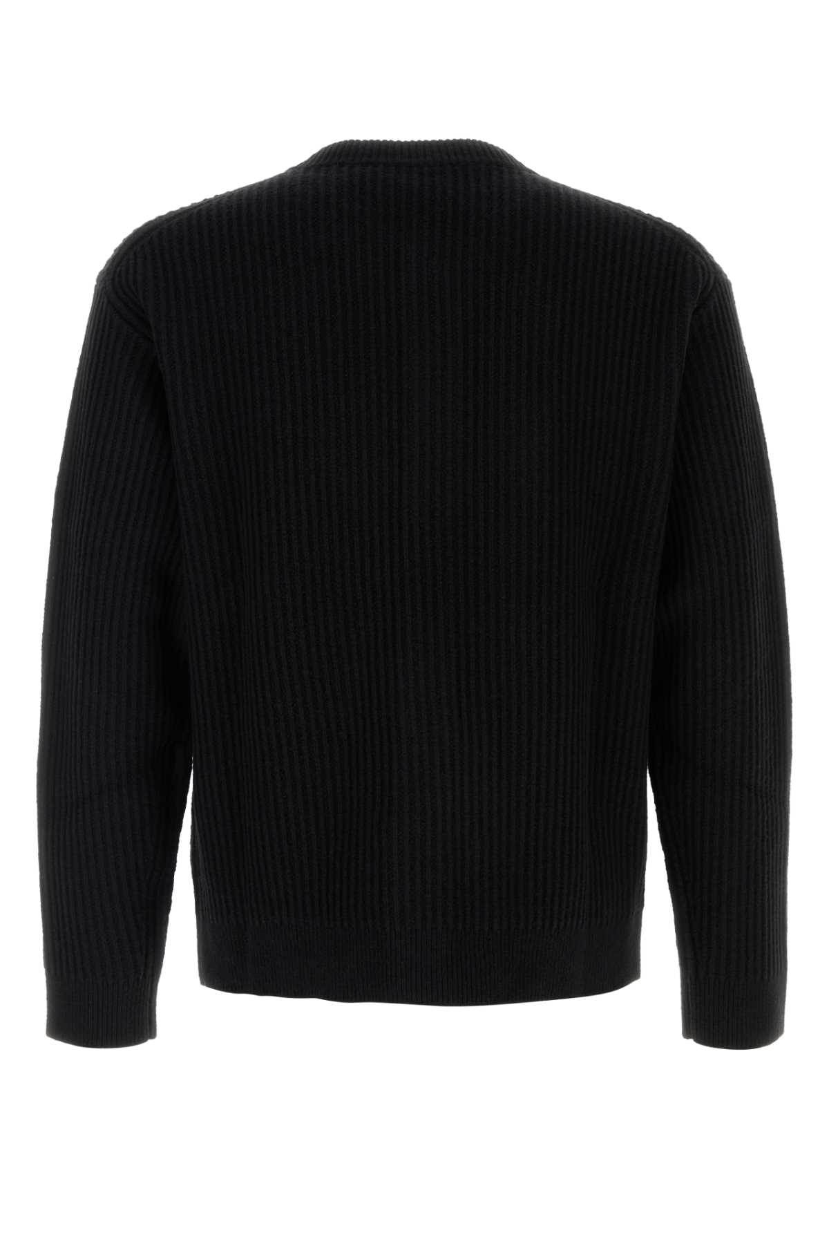 Maison Kitsuné Fox Head Wool Ribbed Cardigan Clothing In Black