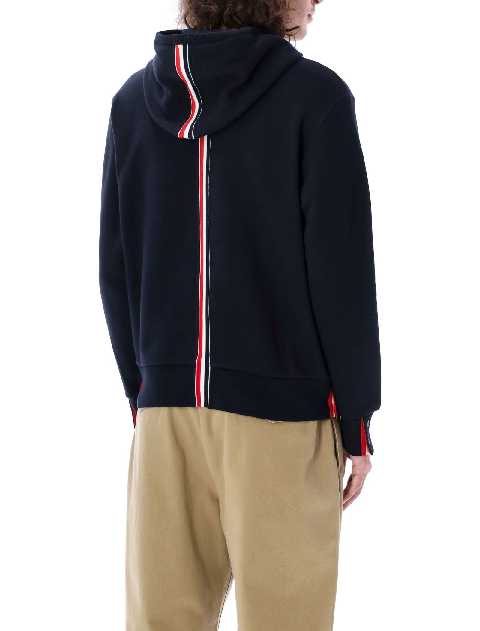 THOM BROWNE HOODIE PULLOVER WITH CB RWB STRIPE 