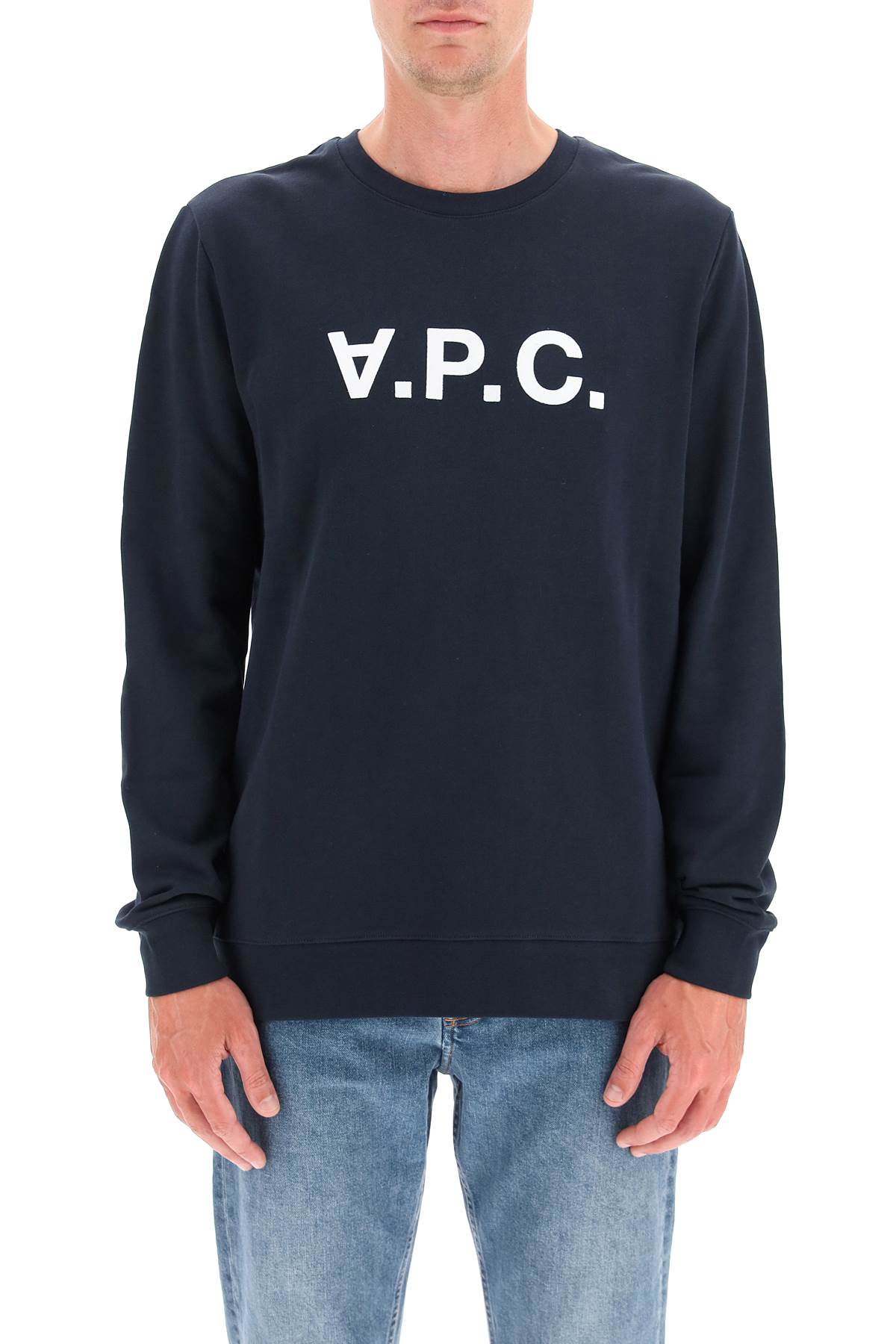Shop Apc V.p.c. Flock Logo Sweatshirt In Blue