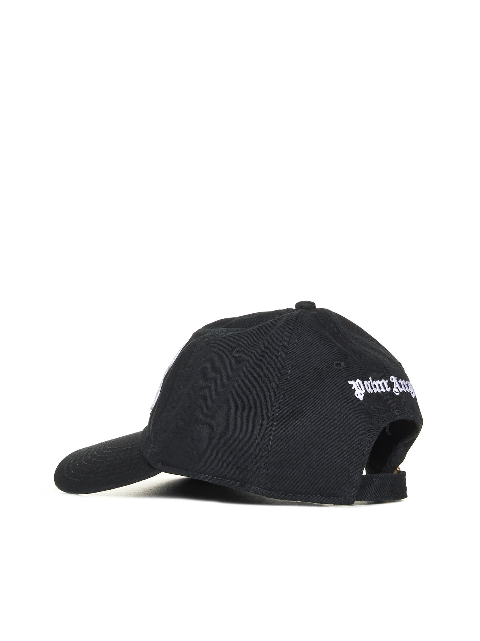 Palm Angels Monogram Cotton-canvas Baseball Cap In Black