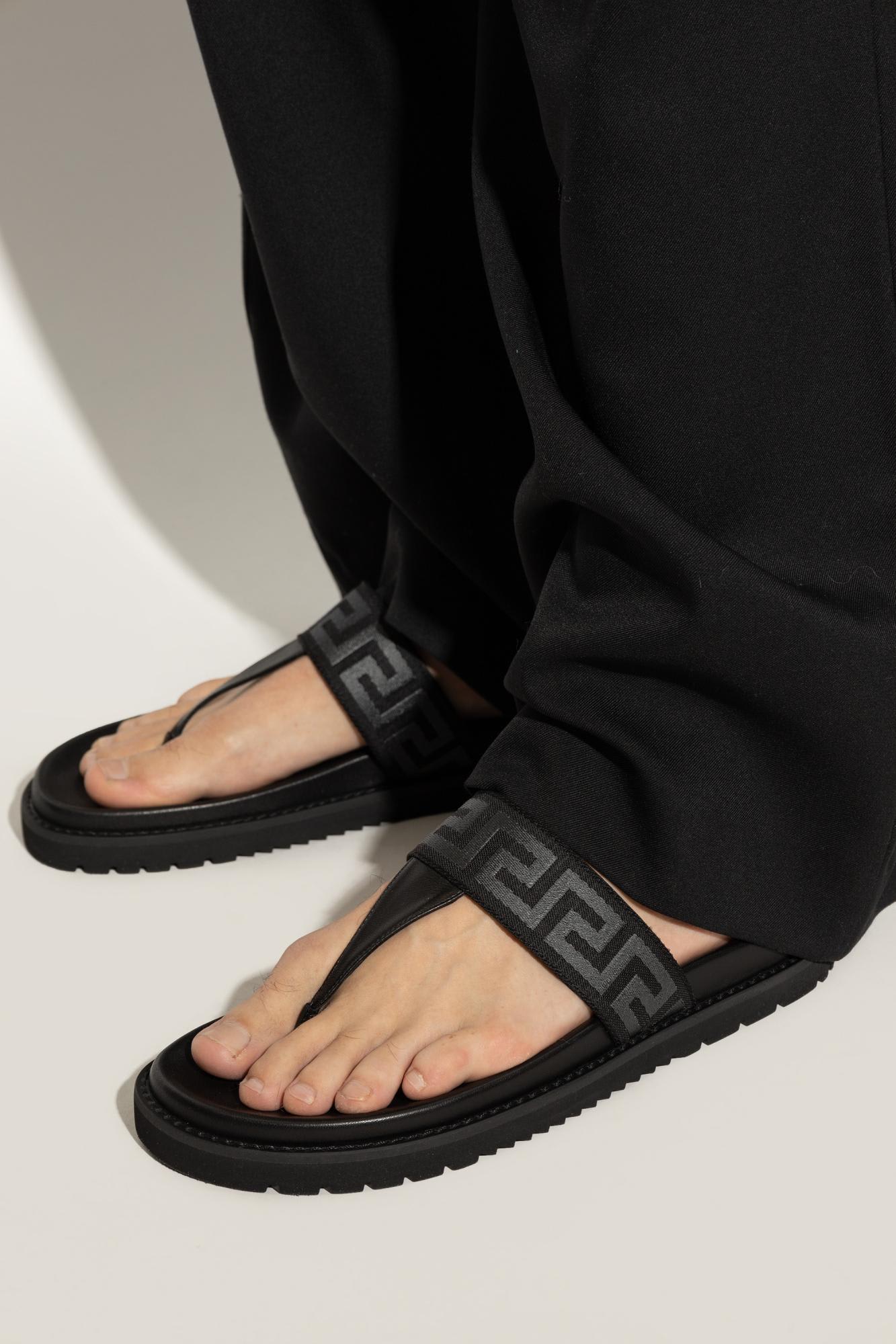 VERSACE VERSACE FLIP FLOPS WITH GRECA PATTERN