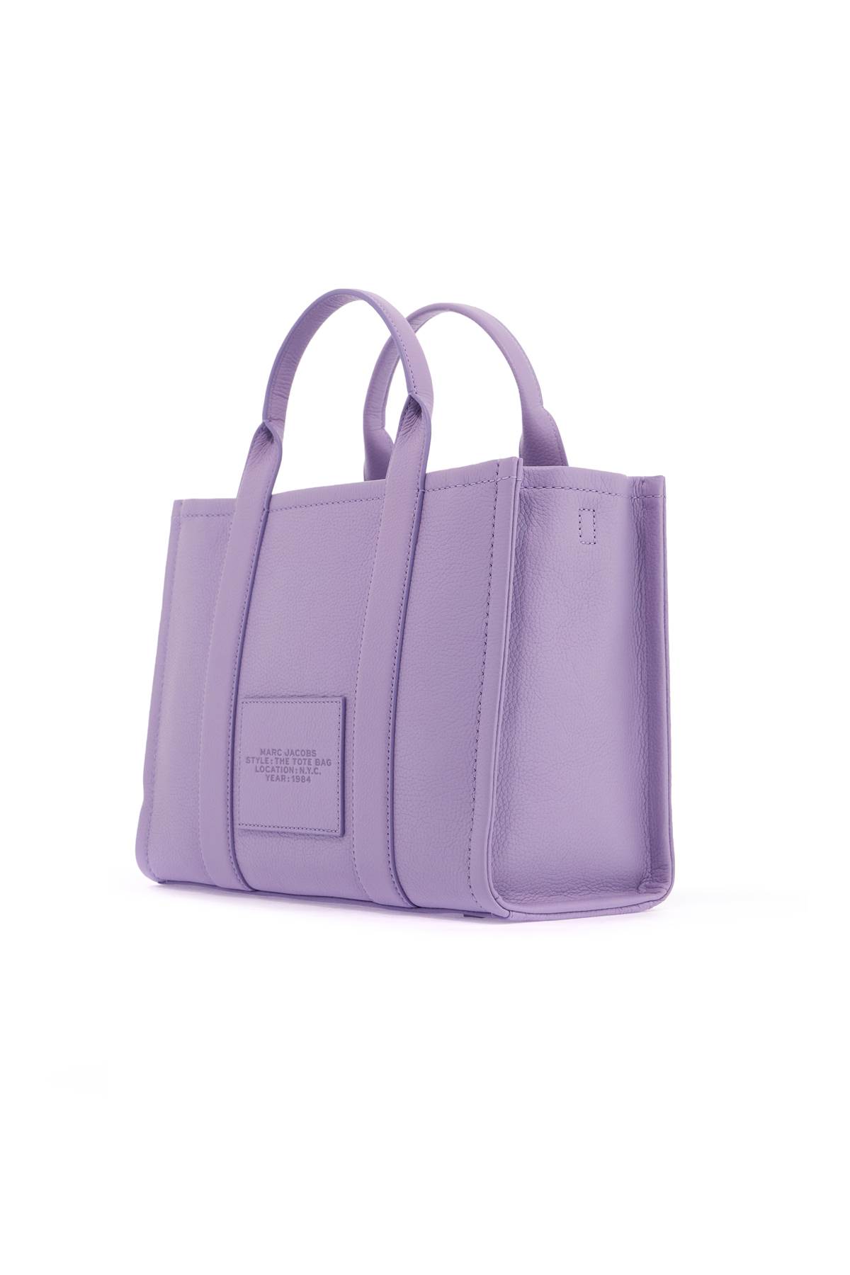 Shop Marc Jacobs The Leather Medium Tote Bag In Wisteria (purple)