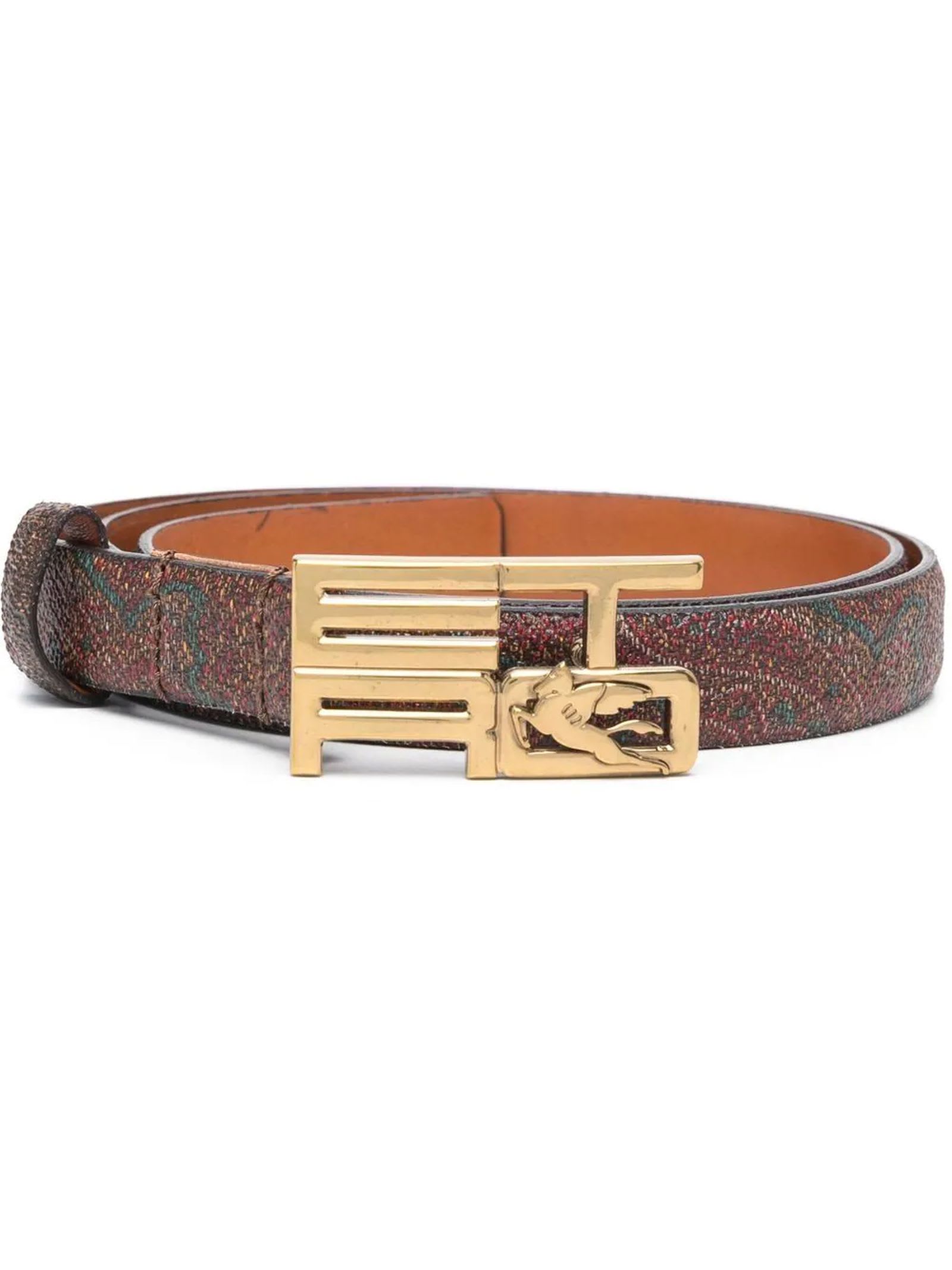 Etro Brown Calf Leather Belt