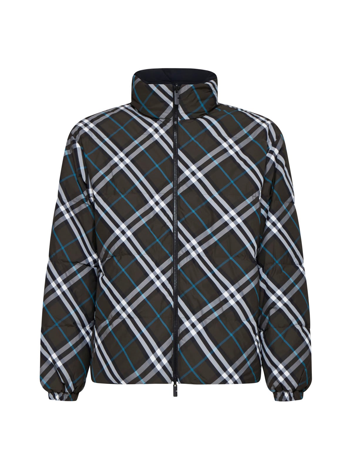 Shop Burberry High-neck Zip-up Checked Jacket In Snug Ip Check