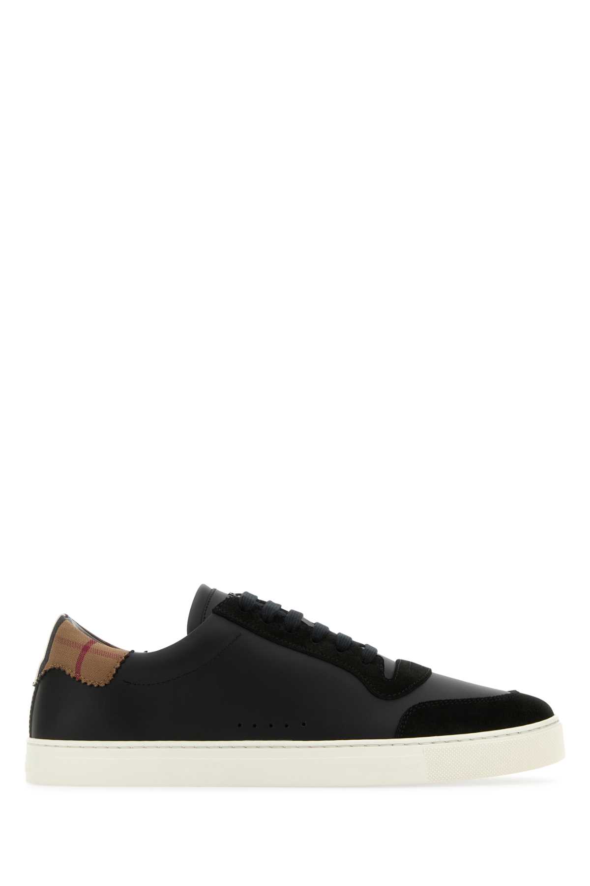 Shop Burberry Black Leather Sneakers
