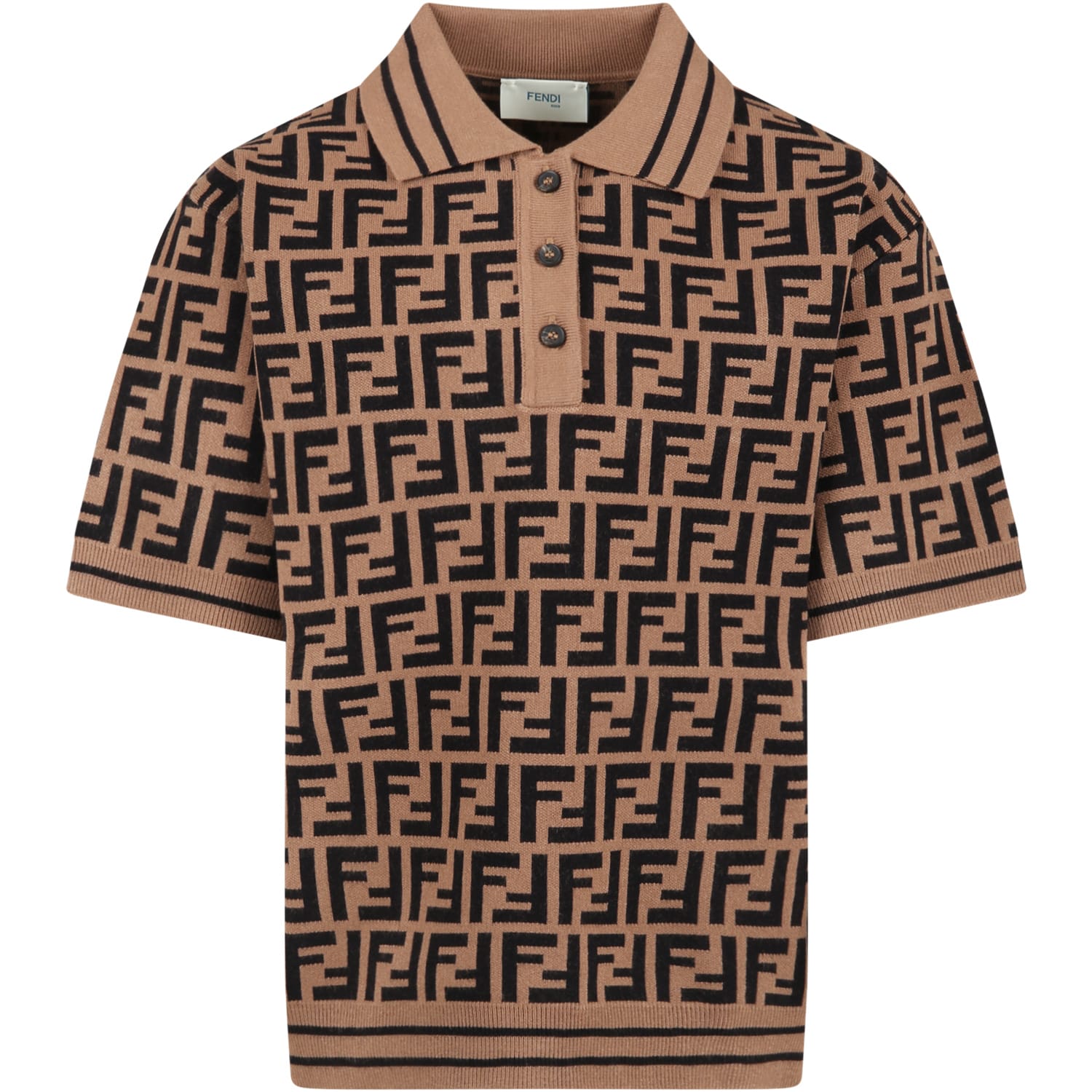 Fendi Kids' Brown Sweater For Boy With Ff
