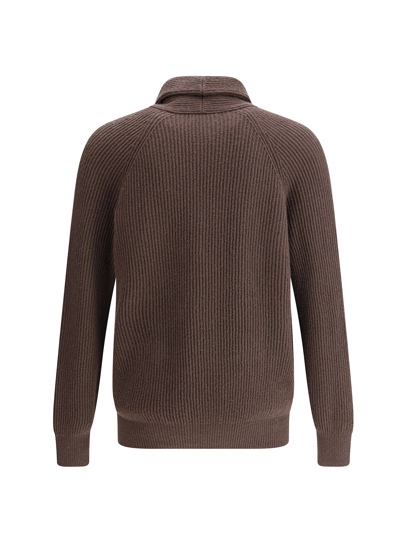Brunello Cucinelli English Ribbed Knit Cardigan In Brown