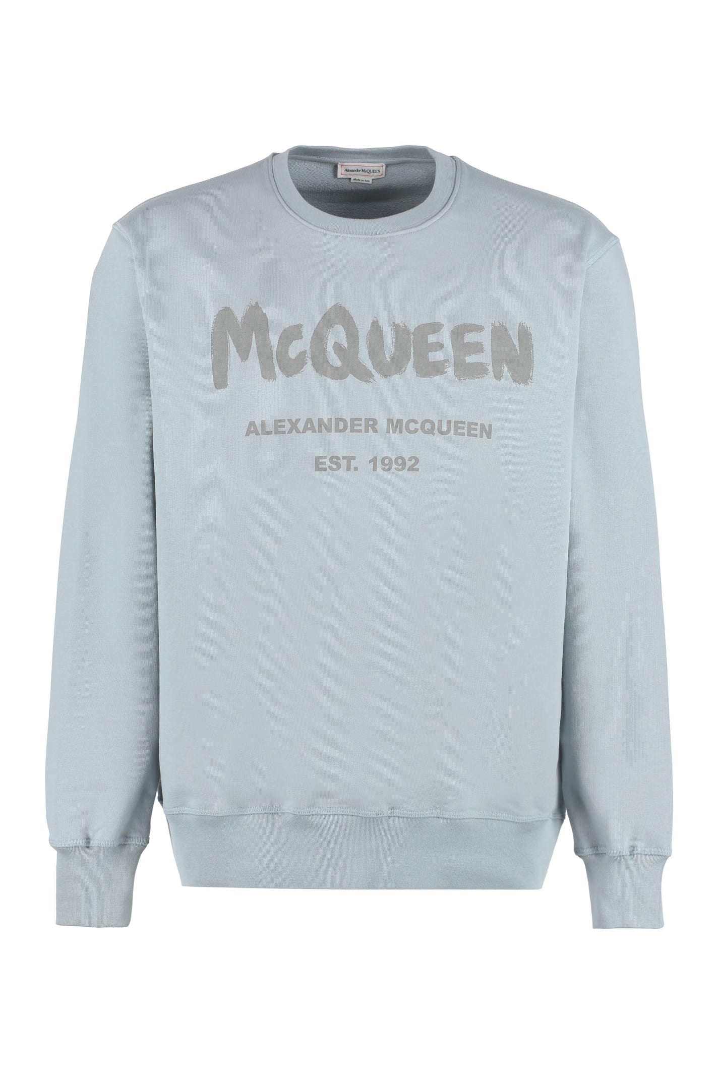 Shop Alexander Mcqueen Logo Detail Cotton Sweatshirt In Grey