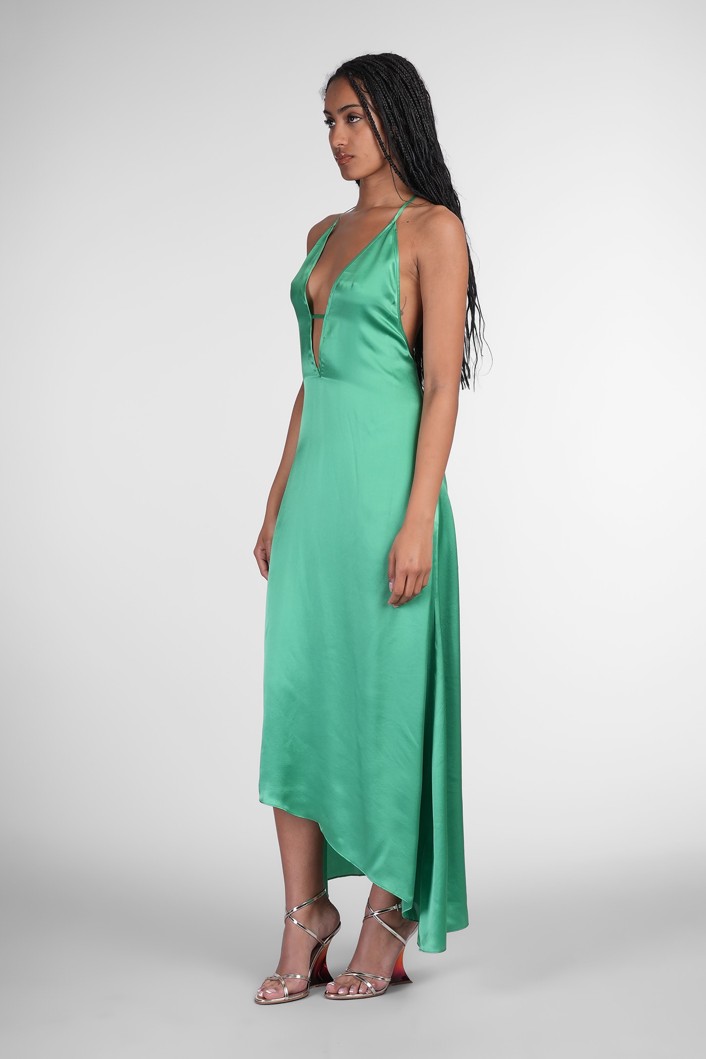 Iro Caravela Dress Woman In Green Silk In Green